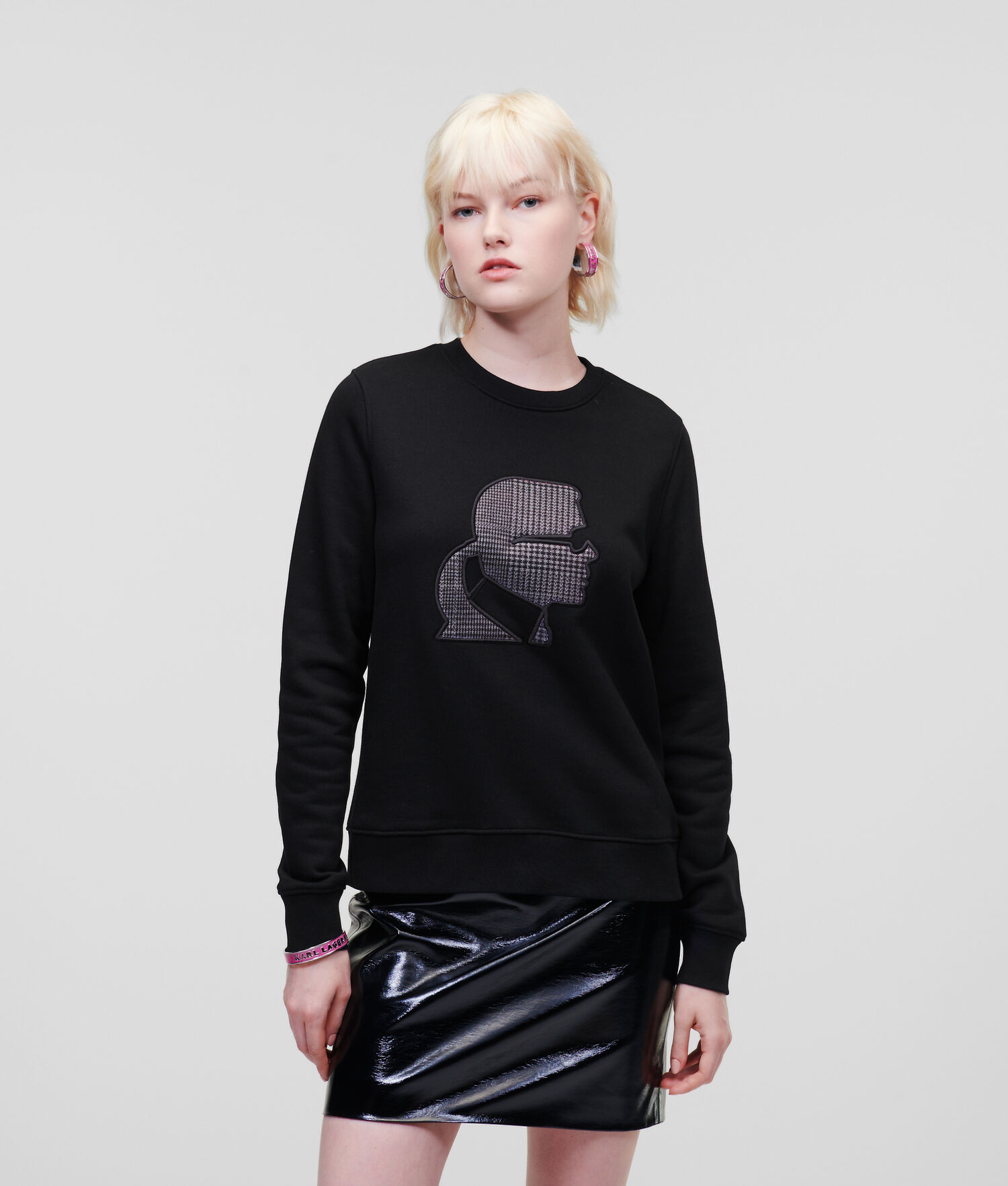 Black Women's Karl Lagerfeld Karl Kameo Checked Sweatshirts | TH530ALYK