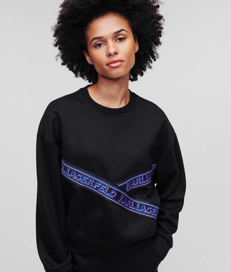 Black Women's Karl Lagerfeld Karl Logo Cropped Sweatshirts | TH271KOFM