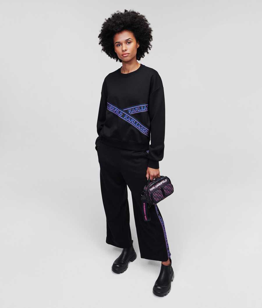 Black Women's Karl Lagerfeld Karl Logo Cropped Sweatshirts | TH271KOFM