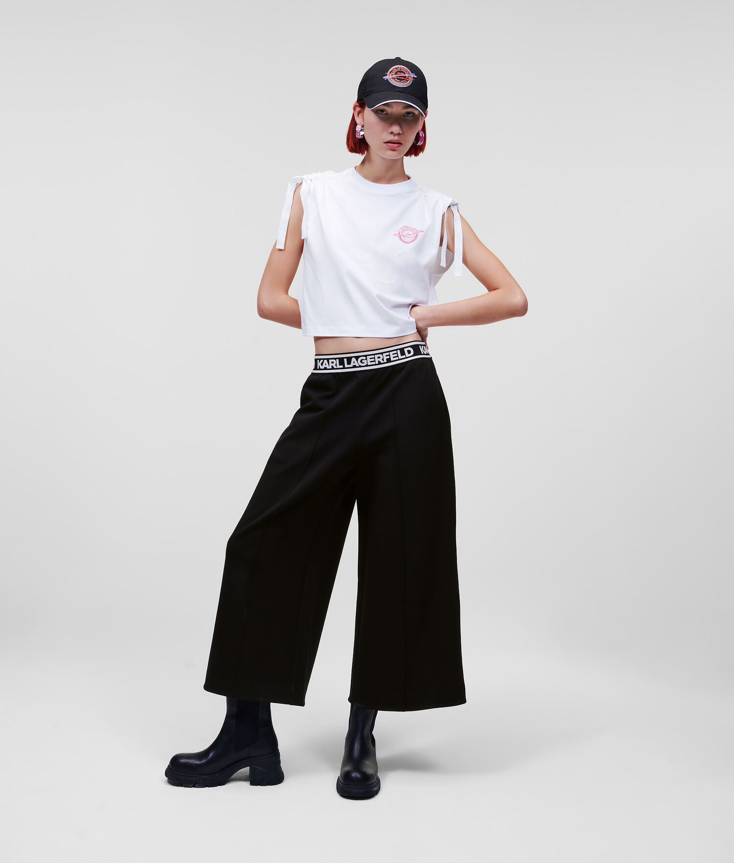 Black Women's Karl Lagerfeld Karl Logo Culottes Pants | TH470WGRJ