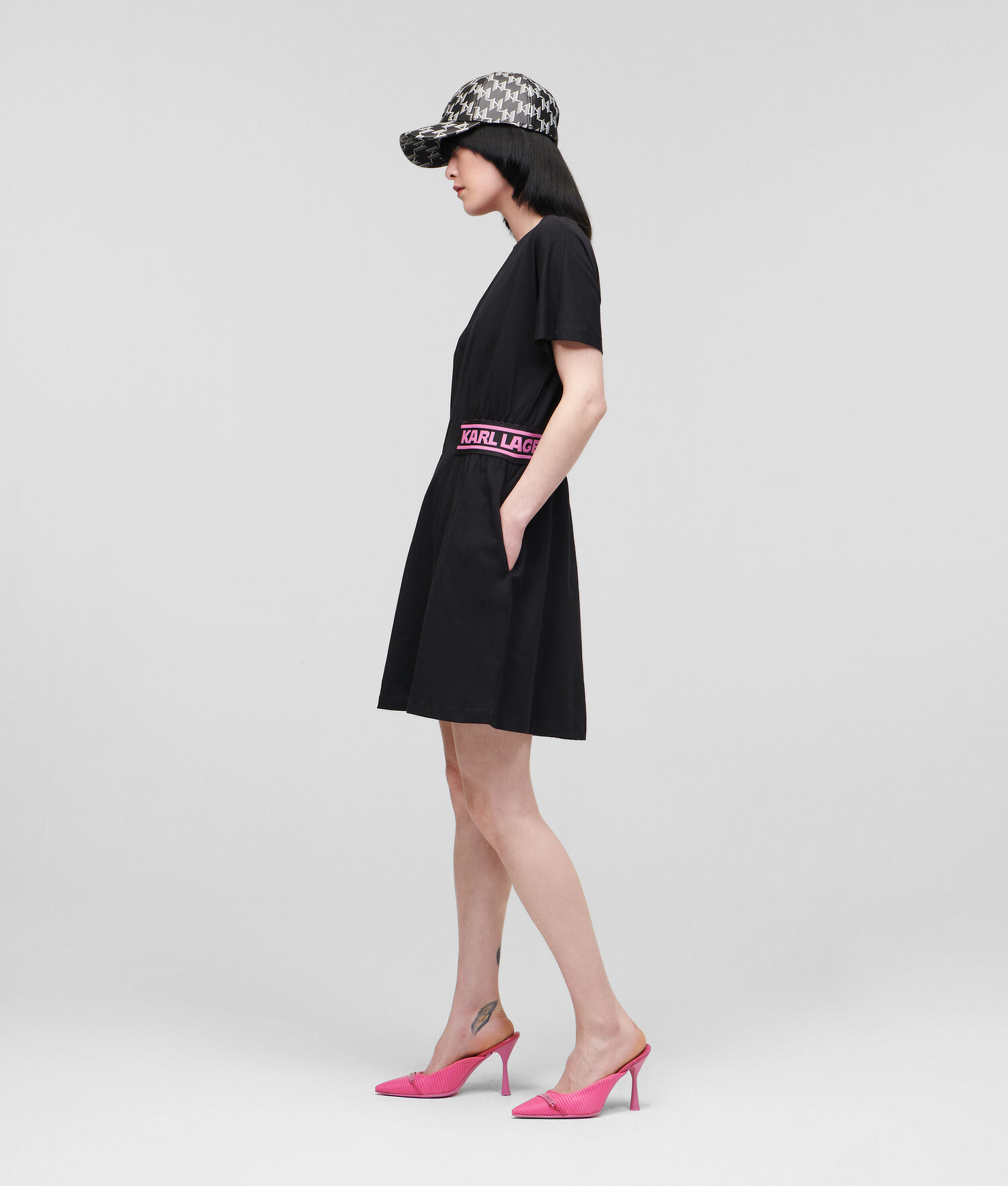 Black Women's Karl Lagerfeld Karl Logo Jersey Dresses | TH256ICBQ