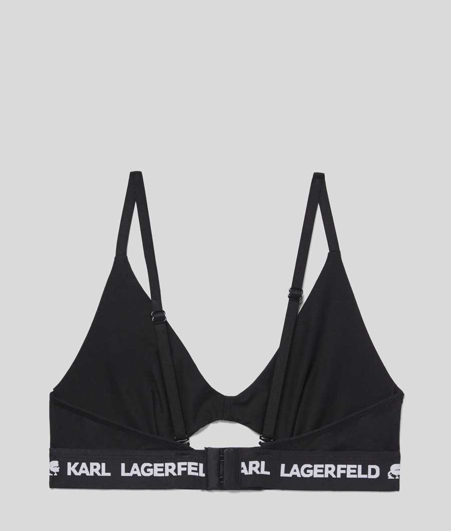 Black Women's Karl Lagerfeld Karl Logo Peephole Bra Underwear | TH681QNVW