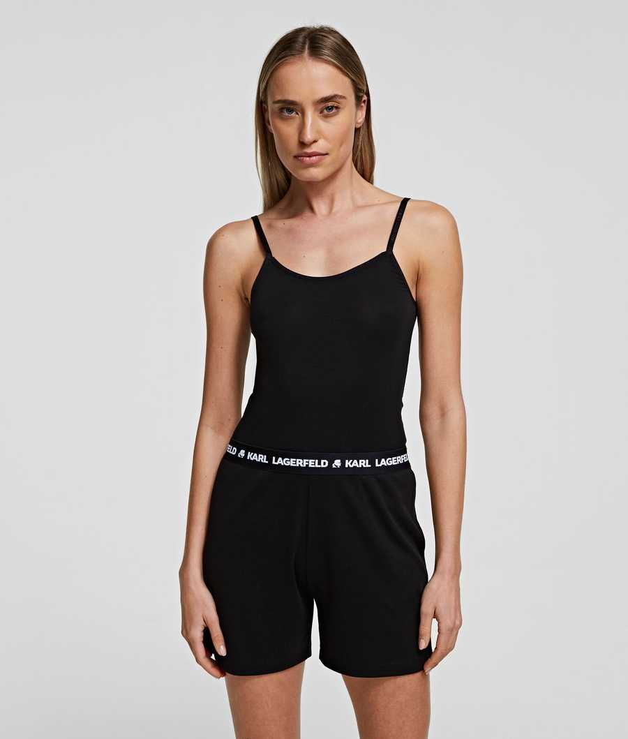 Black Women\'s Karl Lagerfeld Karl Logo Pajama Shorts Sleepwear | TH912NKCJ