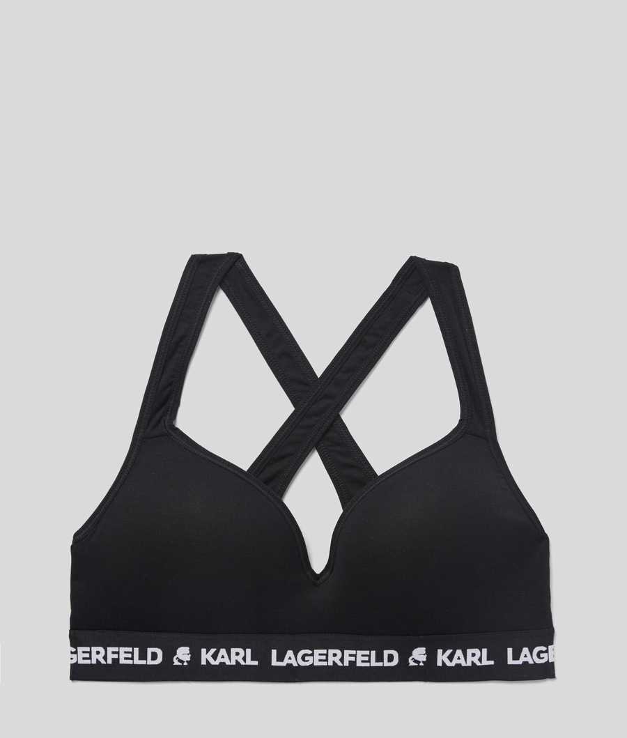 Black Women's Karl Lagerfeld Karl Logo Padded Bra Underwear | TH963PVTO