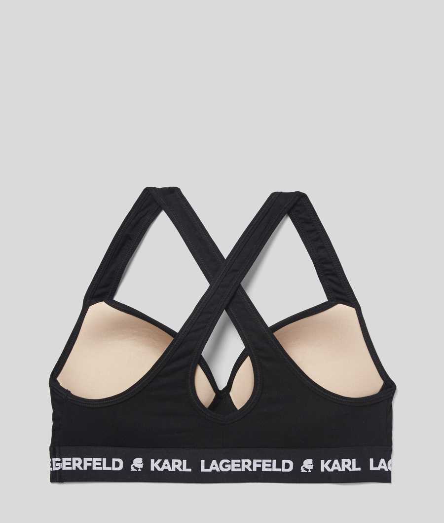 Black Women's Karl Lagerfeld Karl Logo Padded Bra Underwear | TH963PVTO