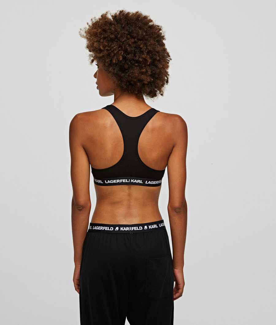 Black Women's Karl Lagerfeld Karl Logo Sports Bra Underwear | TH298BGMT