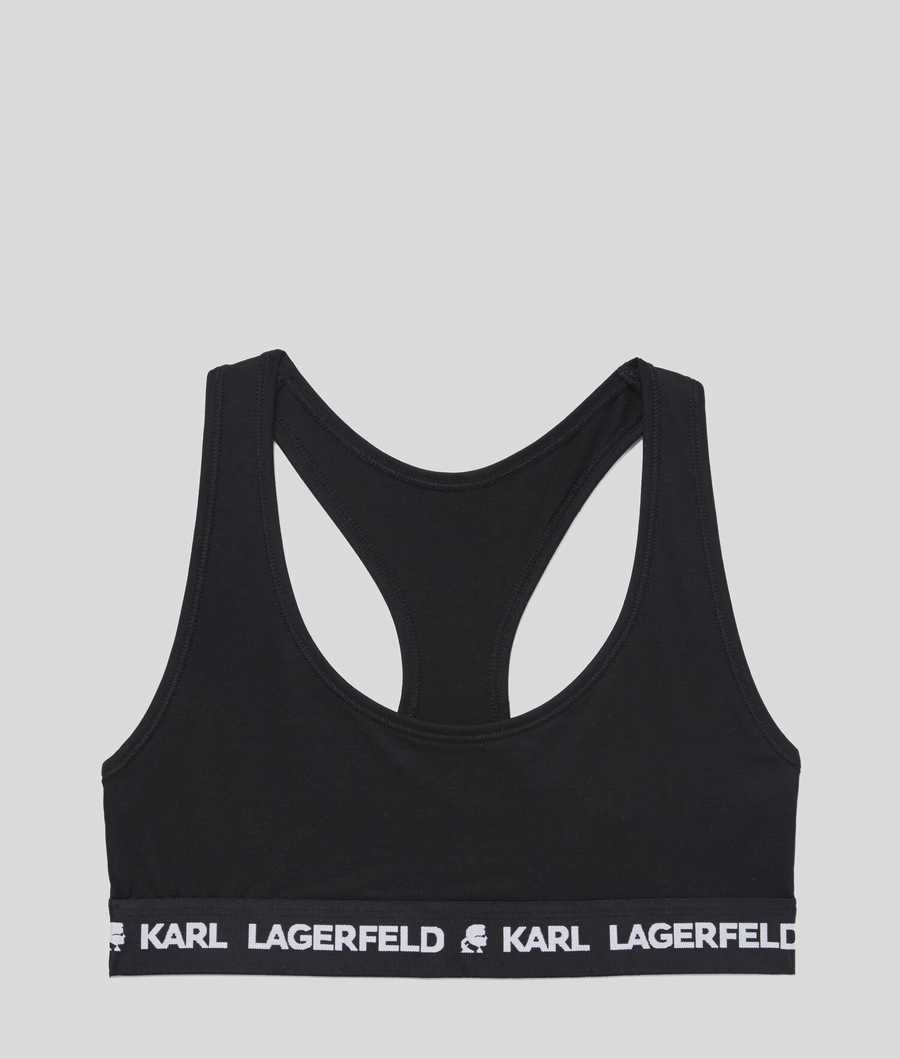 Black Women's Karl Lagerfeld Karl Logo Sports Bra Underwear | TH298BGMT