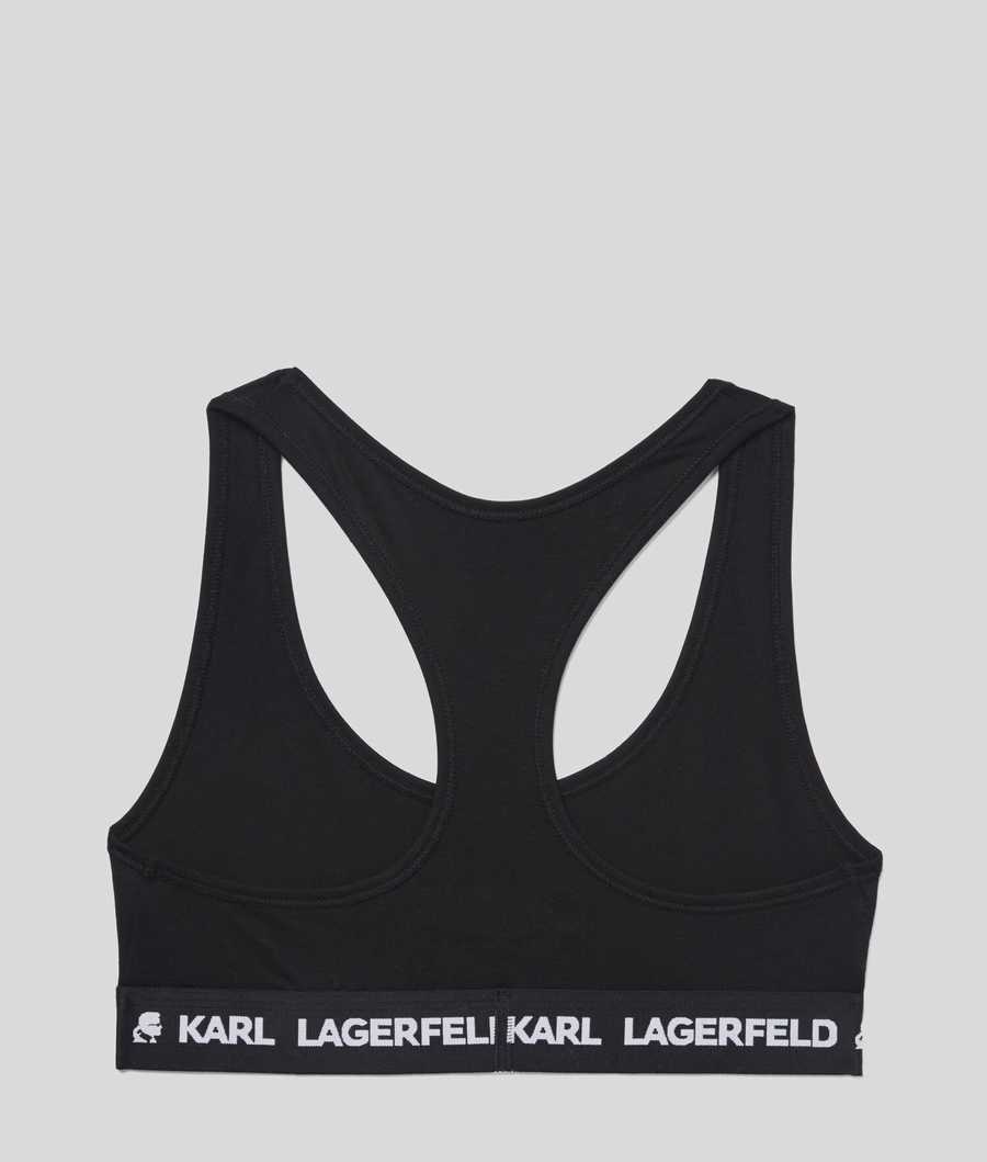 Black Women\'s Karl Lagerfeld Karl Logo Sports Bra Underwear | TH298BGMT