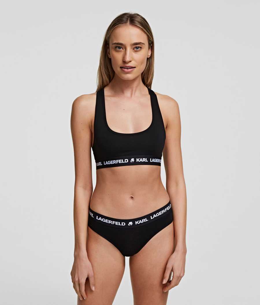 Black Women's Karl Lagerfeld Karl Logo Sports Bra - 2 Pack Underwear | TH423FCEN