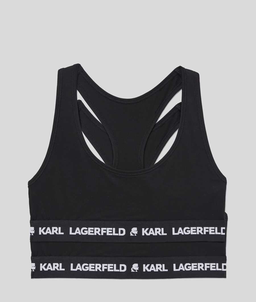 Black Women's Karl Lagerfeld Karl Logo Sports Bra - 2 Pack Underwear | TH423FCEN