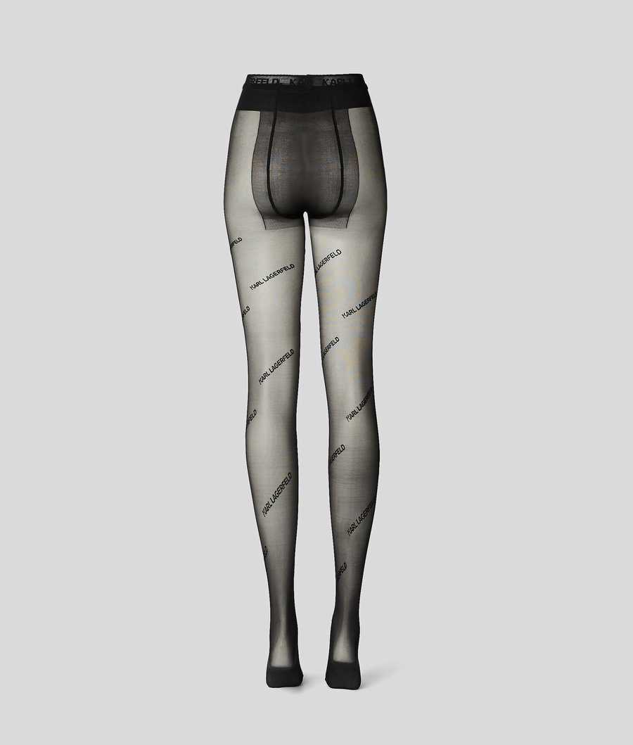 Black Women's Karl Lagerfeld Karl Logo Tights Underwear | TH072CGPB