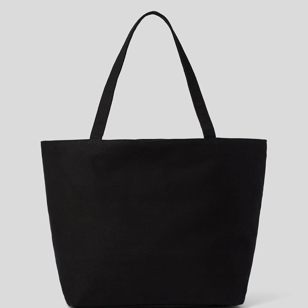 Black Women's Karl Lagerfeld Karl Series Canvas Shopper Tote Bags | TH084JBPR