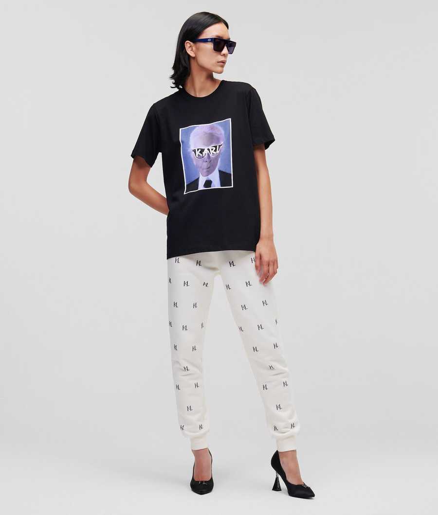 Black Women's Karl Lagerfeld Karl Series T-Shirts | TH123YBPR