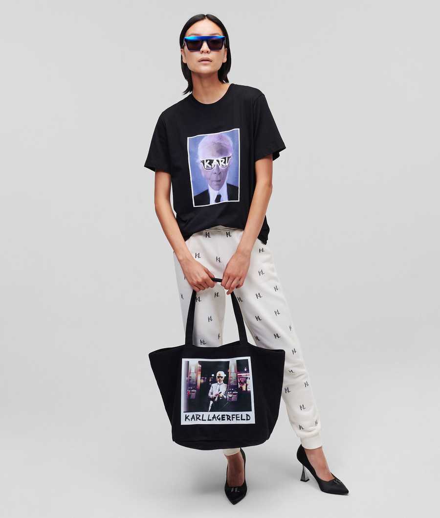 Black Women's Karl Lagerfeld Karl Series T-Shirts | TH123YBPR