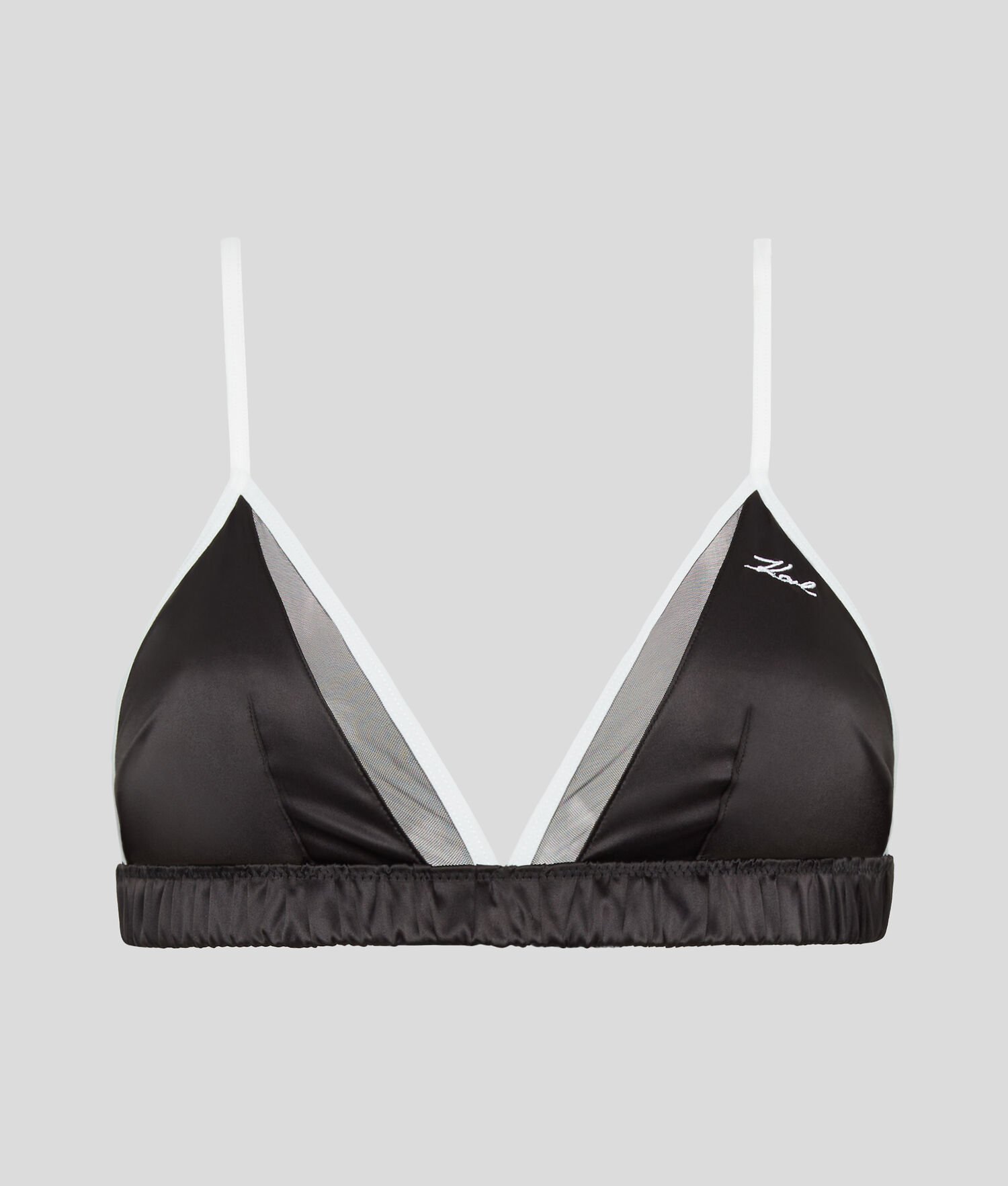 Black Women's Karl Lagerfeld Karl Signature Satin Triangle Bra Underwear | TH308CHRZ