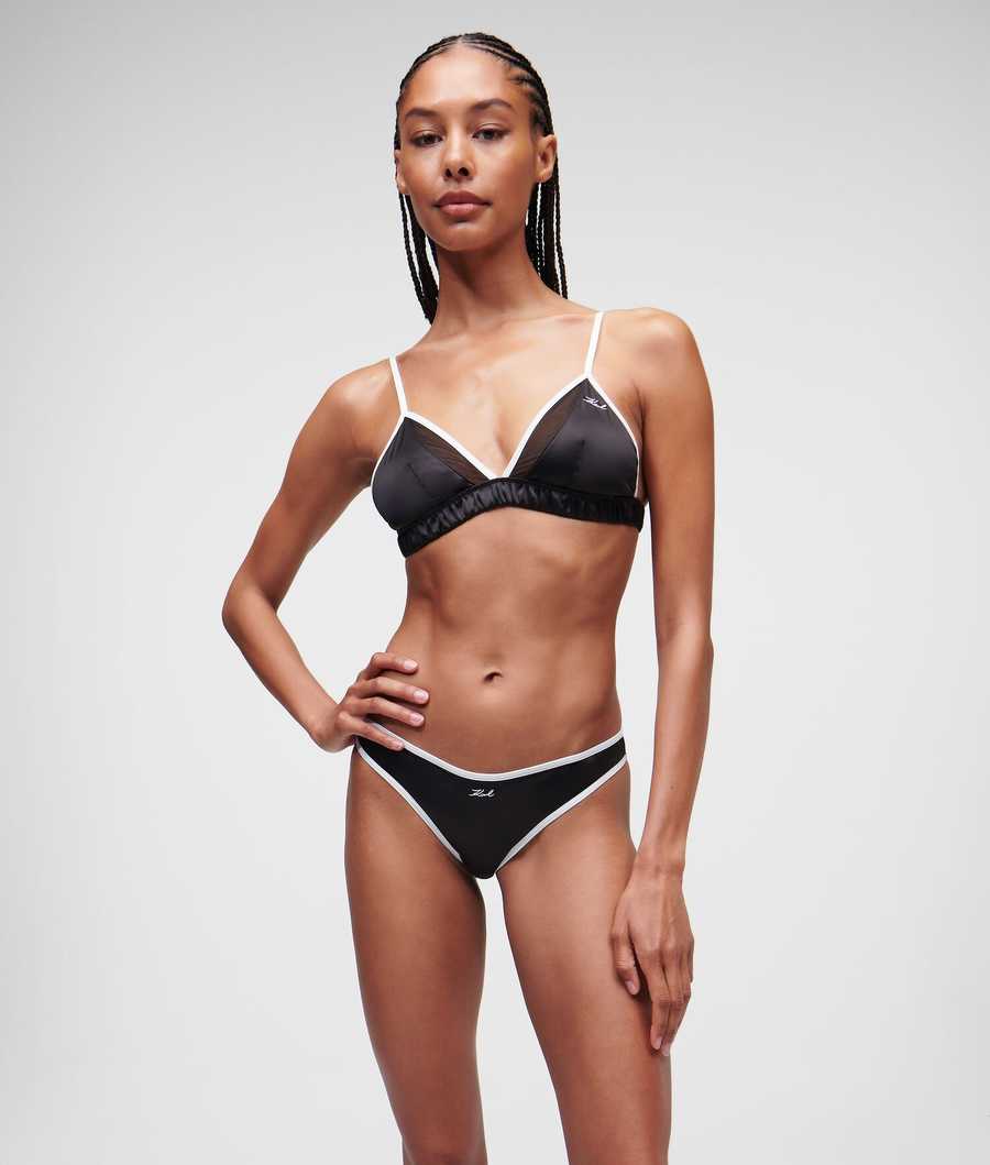 Black Women's Karl Lagerfeld Karl Signature Satin Brazilian Brief Underwear | TH317KCMO