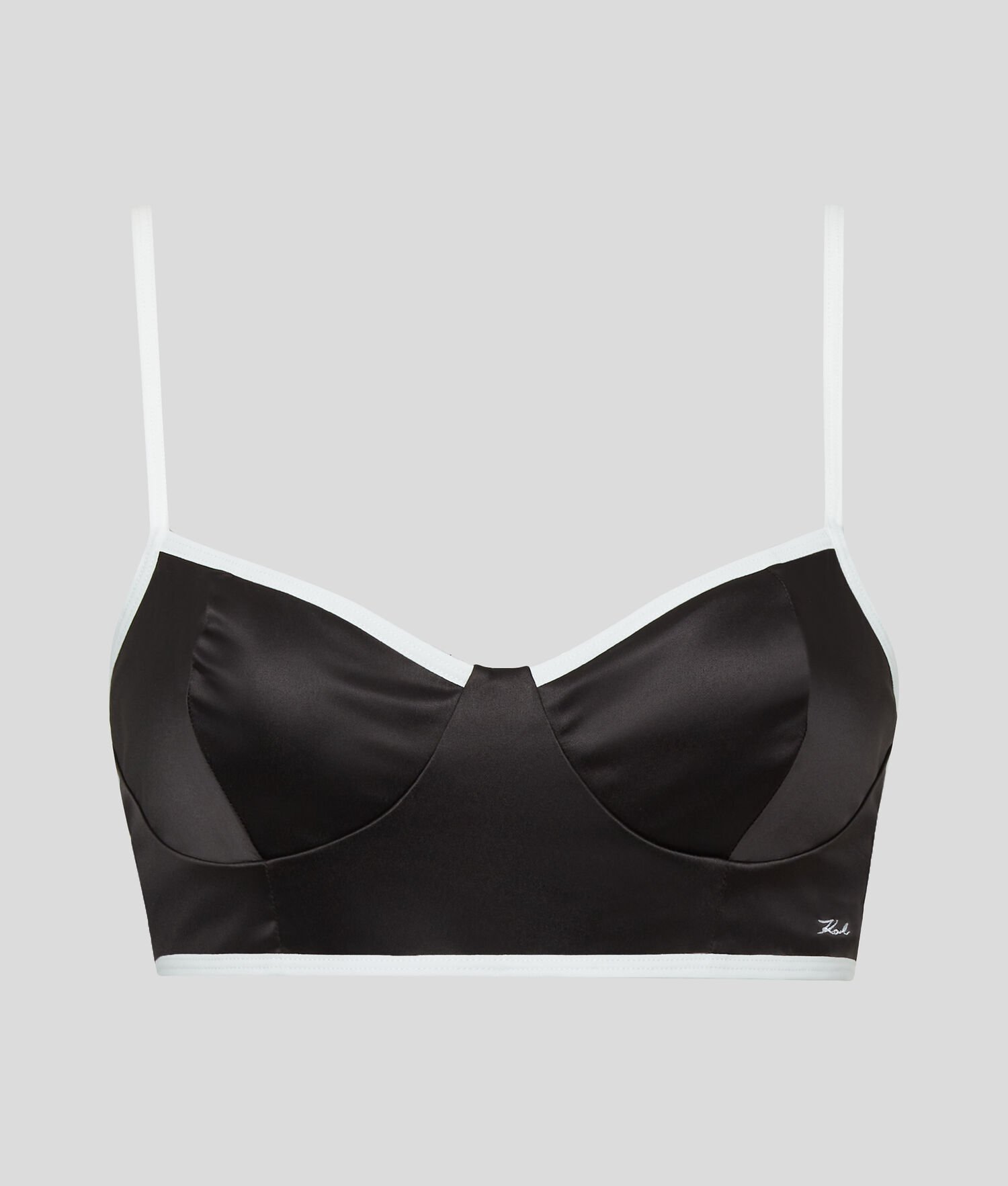 Black Women's Karl Lagerfeld Karl Signature Satin Bralette Underwear | TH729SZJN