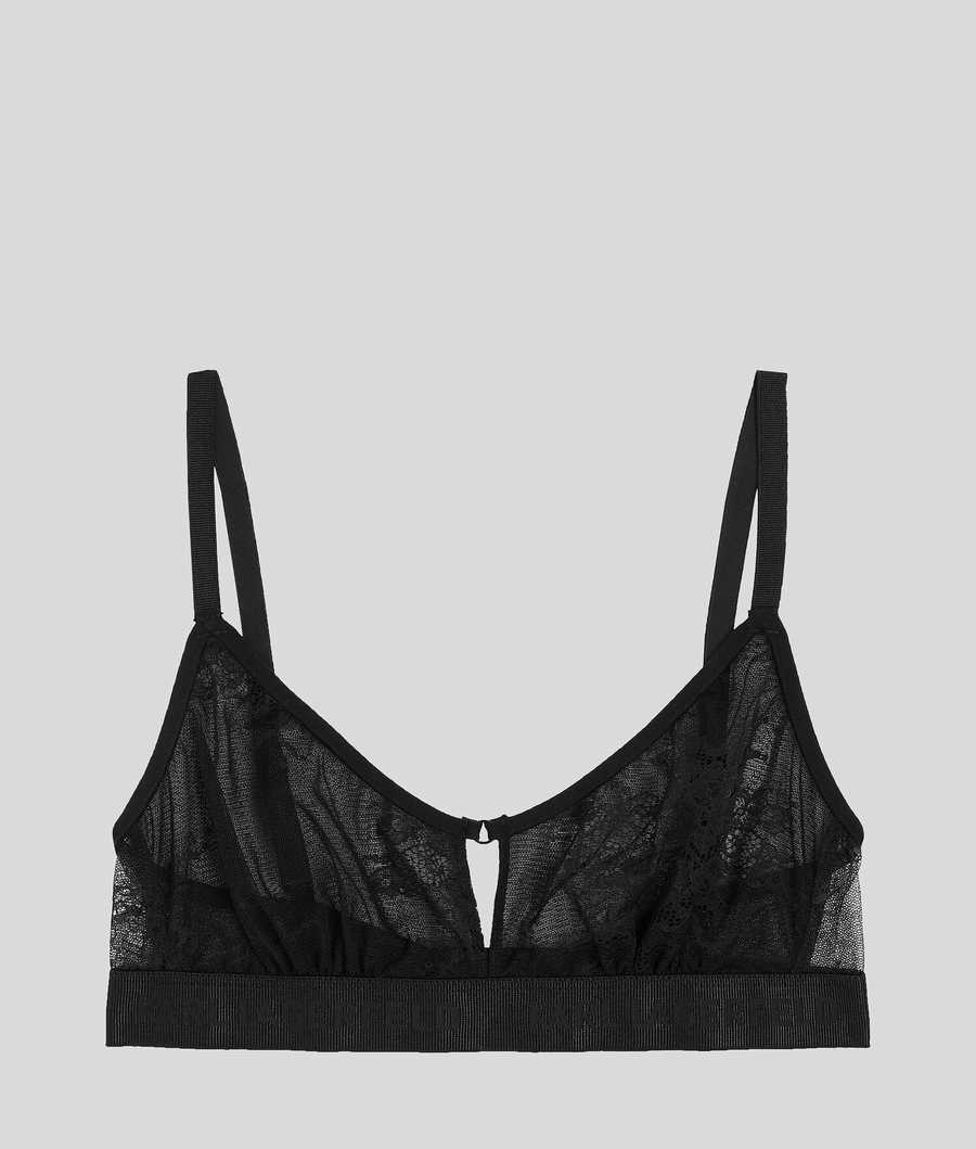 Black Women's Karl Lagerfeld Keyhole Lace Bralette Underwear | TH741HYOD