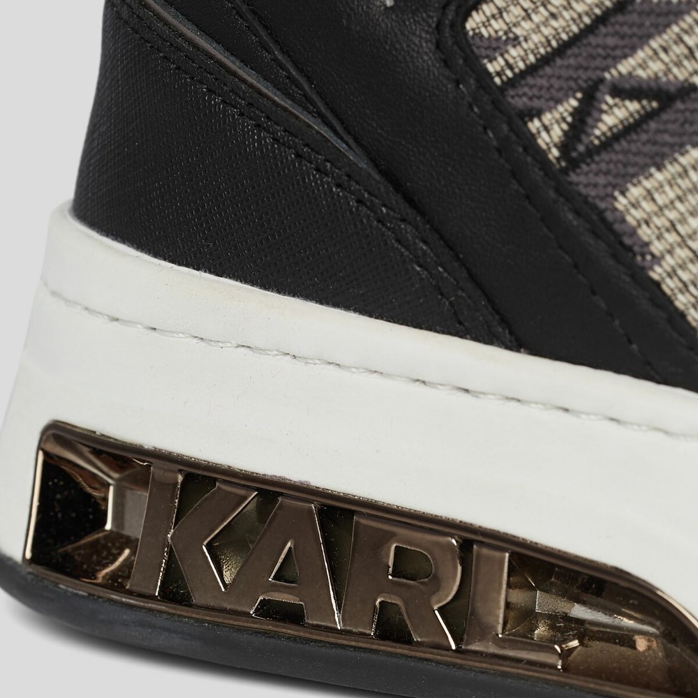 Black Women's Karl Lagerfeld Kl Monogram Elektra Jacquard Hi Top Sneakers | TH043ONBK