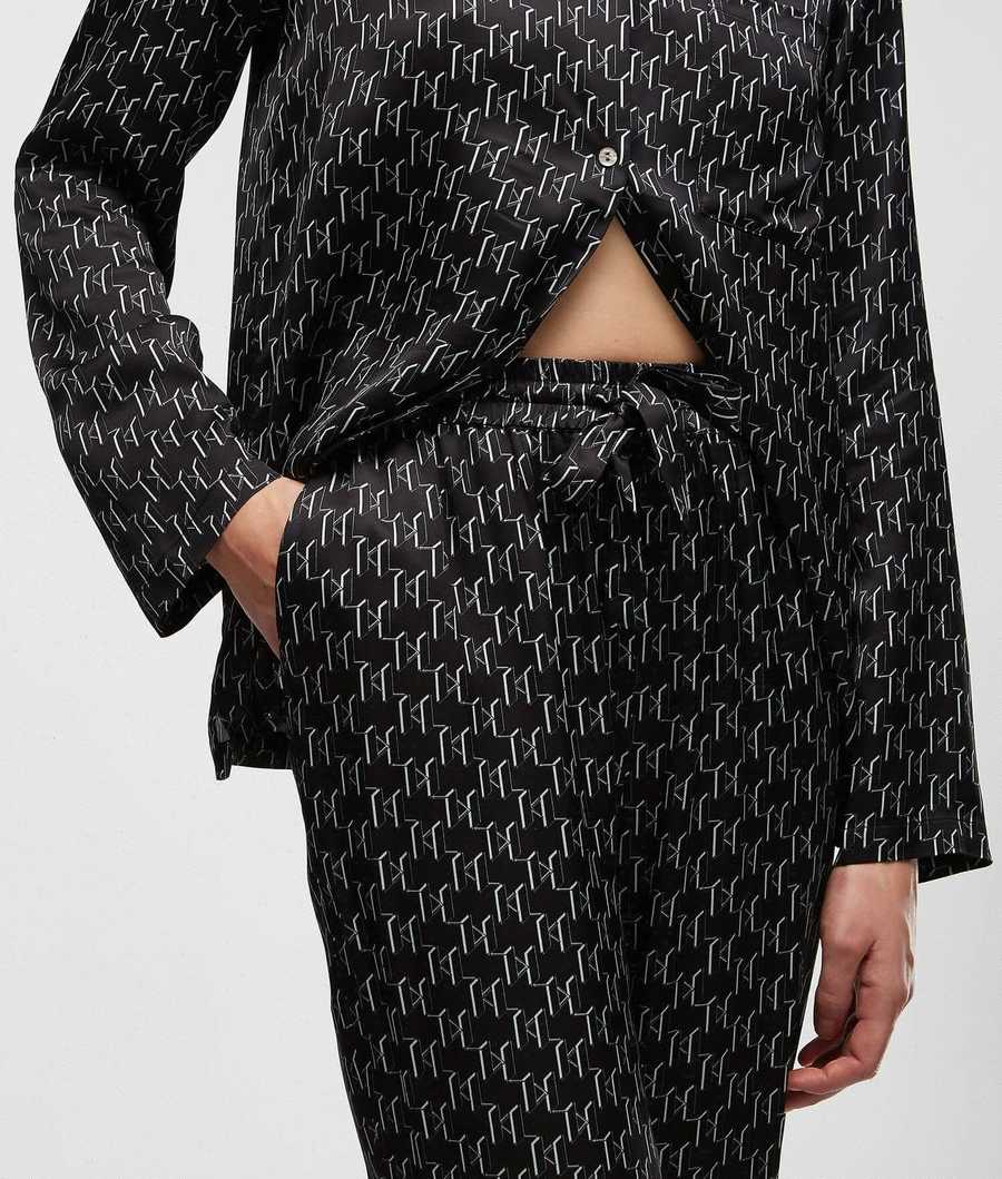 Black Women's Karl Lagerfeld Kl Monogram Pyjama Set Sleepwear | TH178VFBI