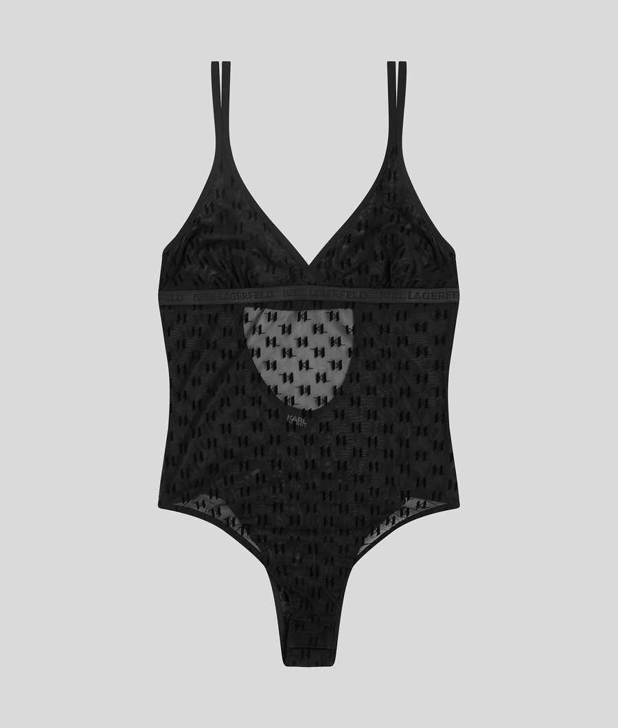 Black Women's Karl Lagerfeld Kl Monogram Bodysuit Underwear | TH241OALF