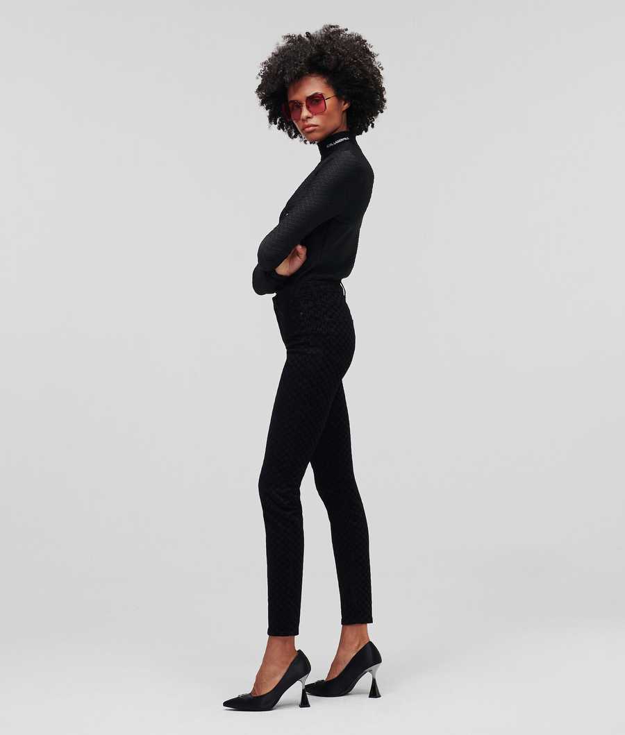 Black Women's Karl Lagerfeld Kl Monogram Skinny Jeans | TH246PKVD