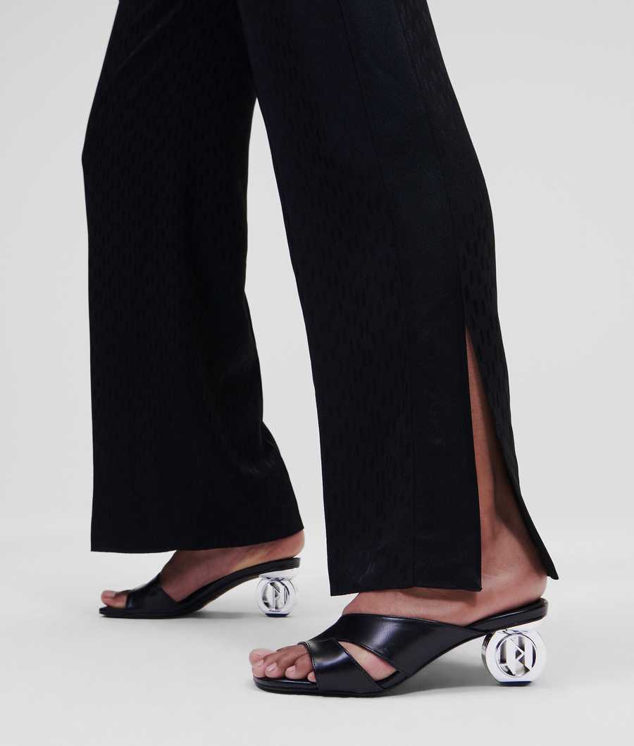 Black Women's Karl Lagerfeld Kl Monogram Satin Pants | TH710CRPG