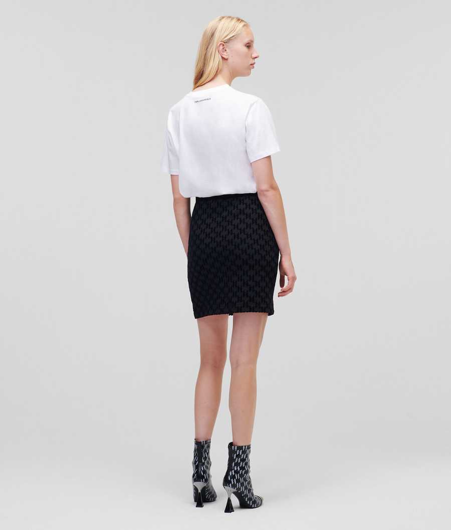 Black Women's Karl Lagerfeld Kl Monogram Flock Print Skirts | TH810YGVK