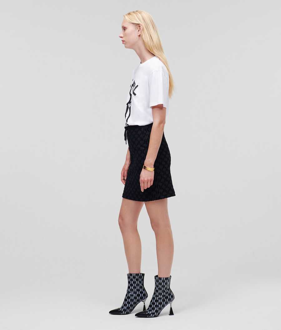 Black Women's Karl Lagerfeld Kl Monogram Flock Print Skirts | TH810YGVK