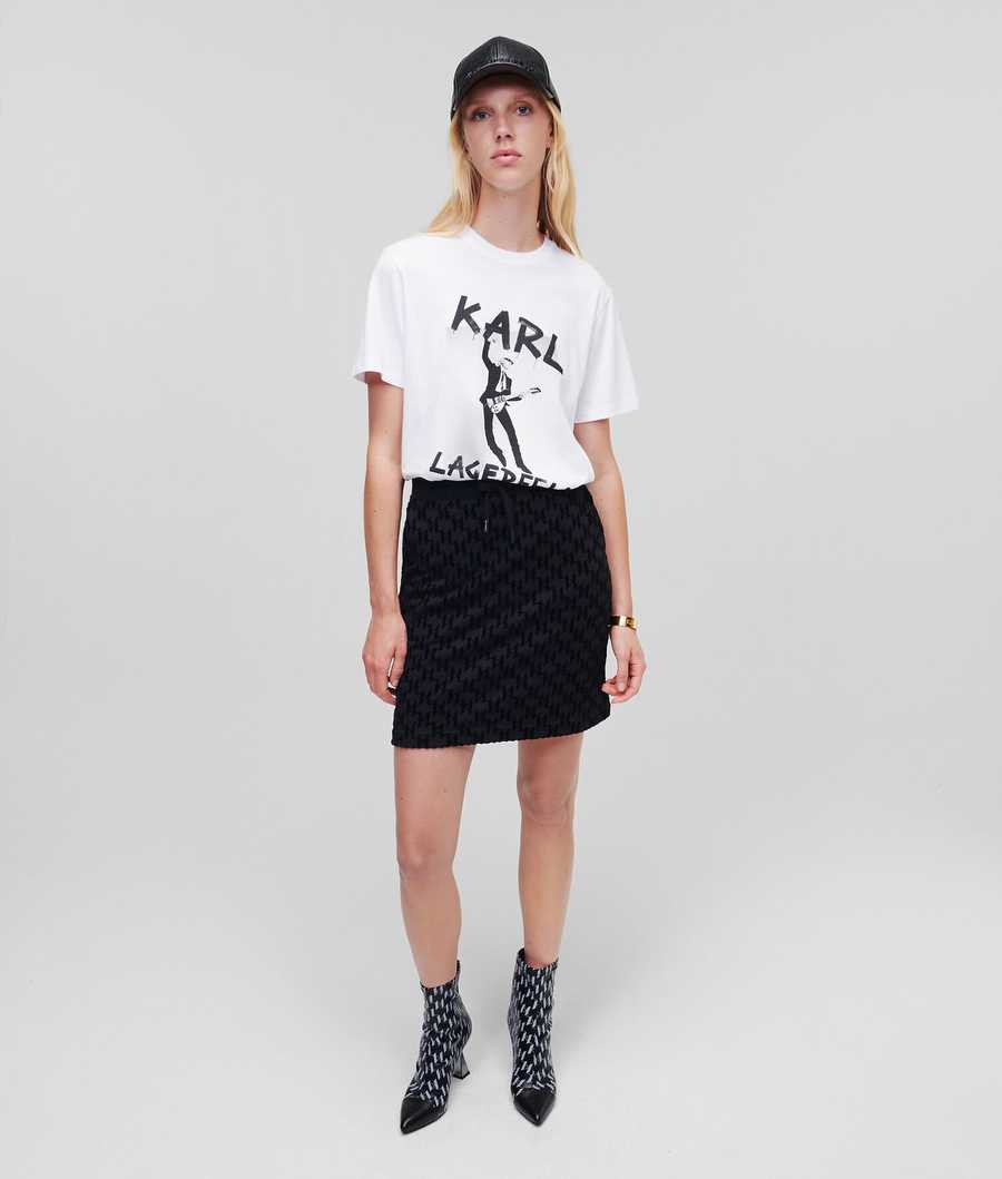 Black Women's Karl Lagerfeld Kl Monogram Flock Print Skirts | TH810YGVK