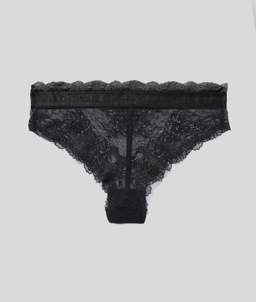 Black Women's Karl Lagerfeld Lace Bikini Briefs Underwear | TH586NCLU