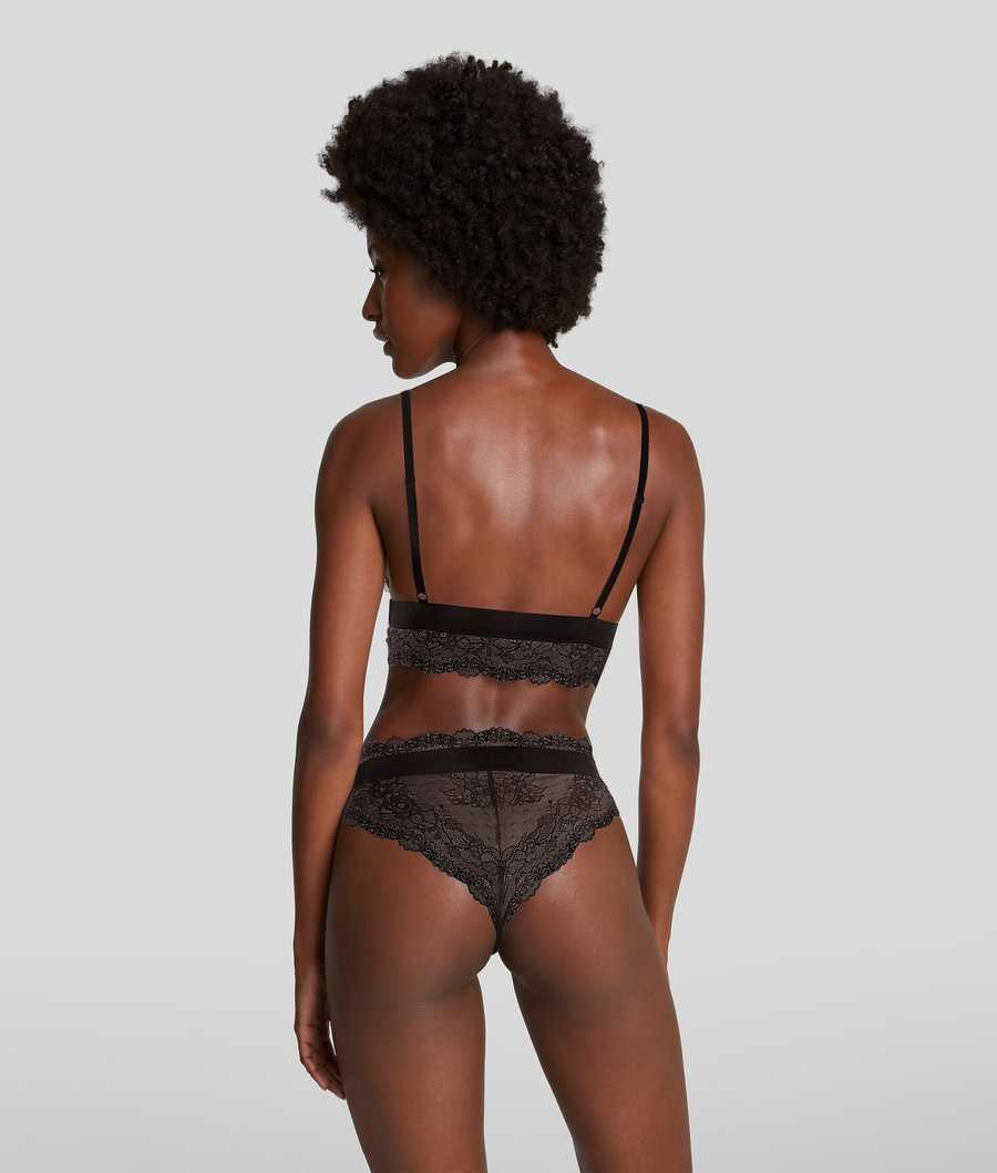 Black Women's Karl Lagerfeld Lace Bikini Briefs Underwear | TH586NCLU