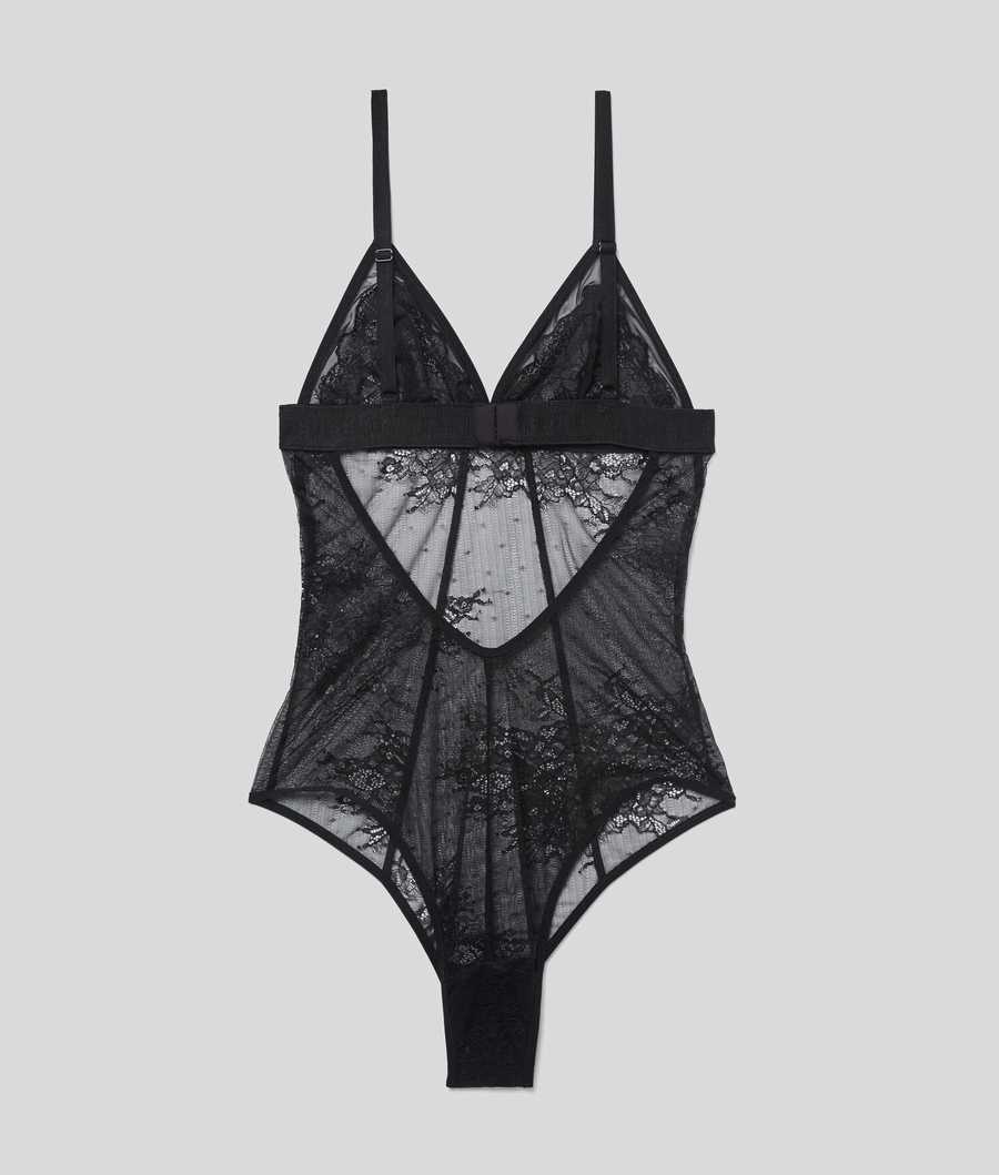 Black Women's Karl Lagerfeld Lace Bodysuit Underwear | TH374YOBA