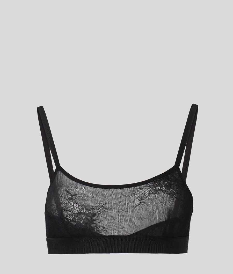 Black Women's Karl Lagerfeld Lace Bralette Underwear | TH150JUKY