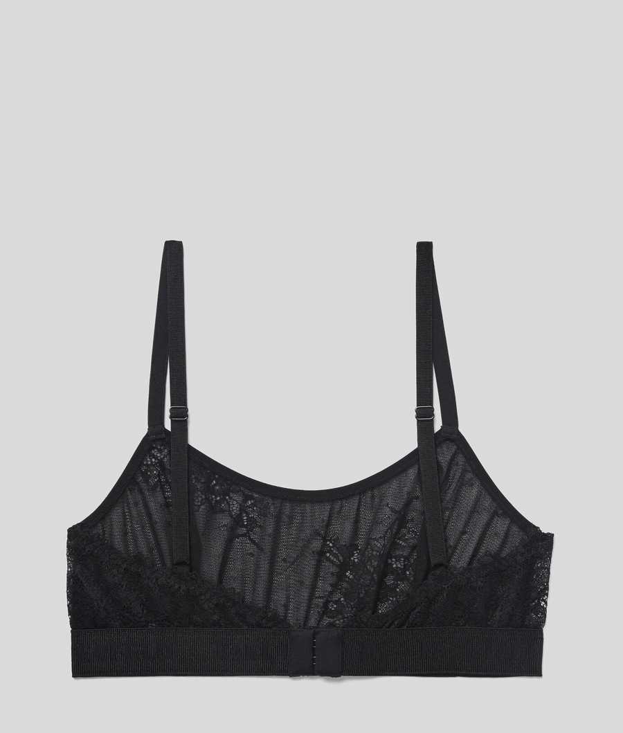 Black Women's Karl Lagerfeld Lace Bralette Underwear | TH150JUKY