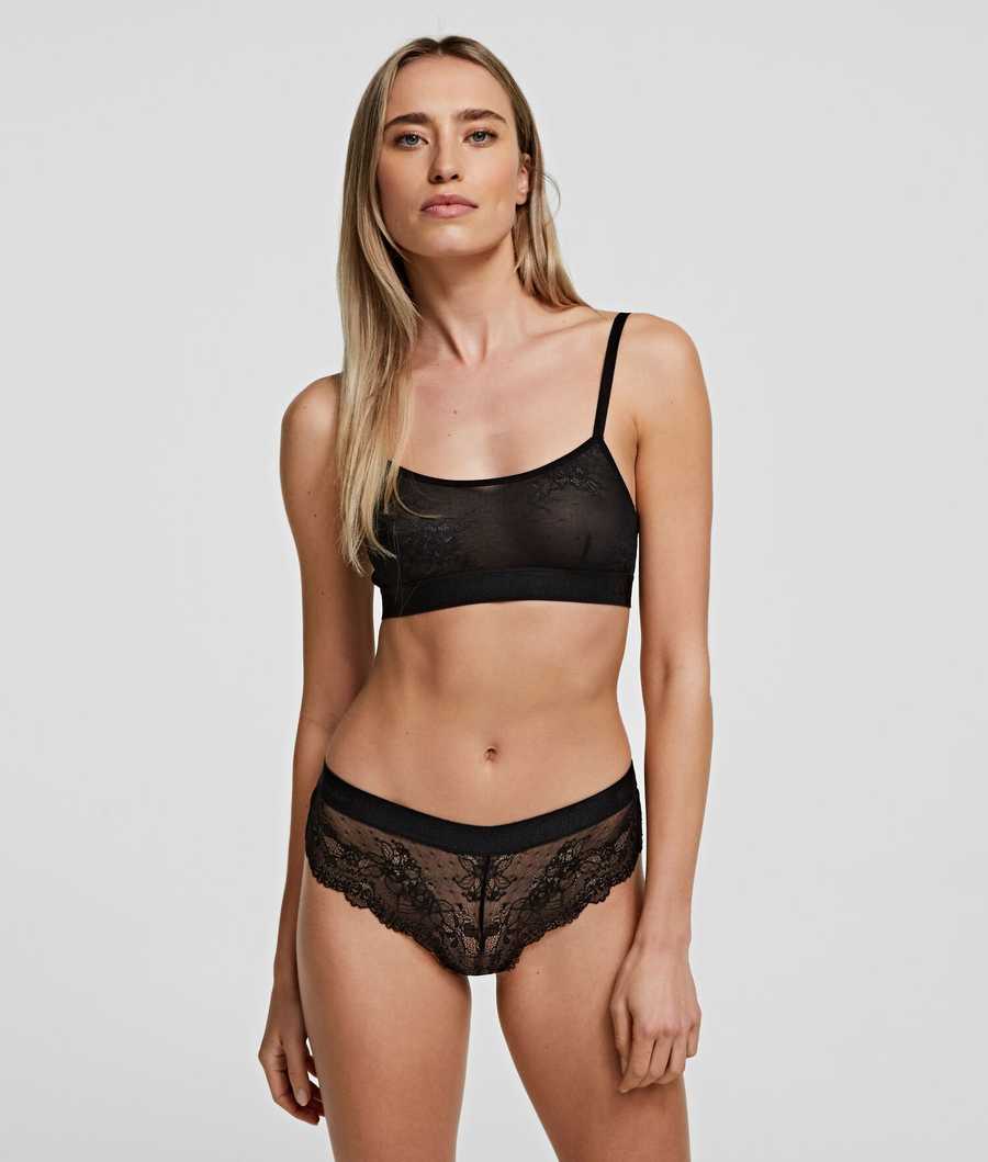 Black Women's Karl Lagerfeld Lace Hipster Briefs Underwear | TH105QKNX