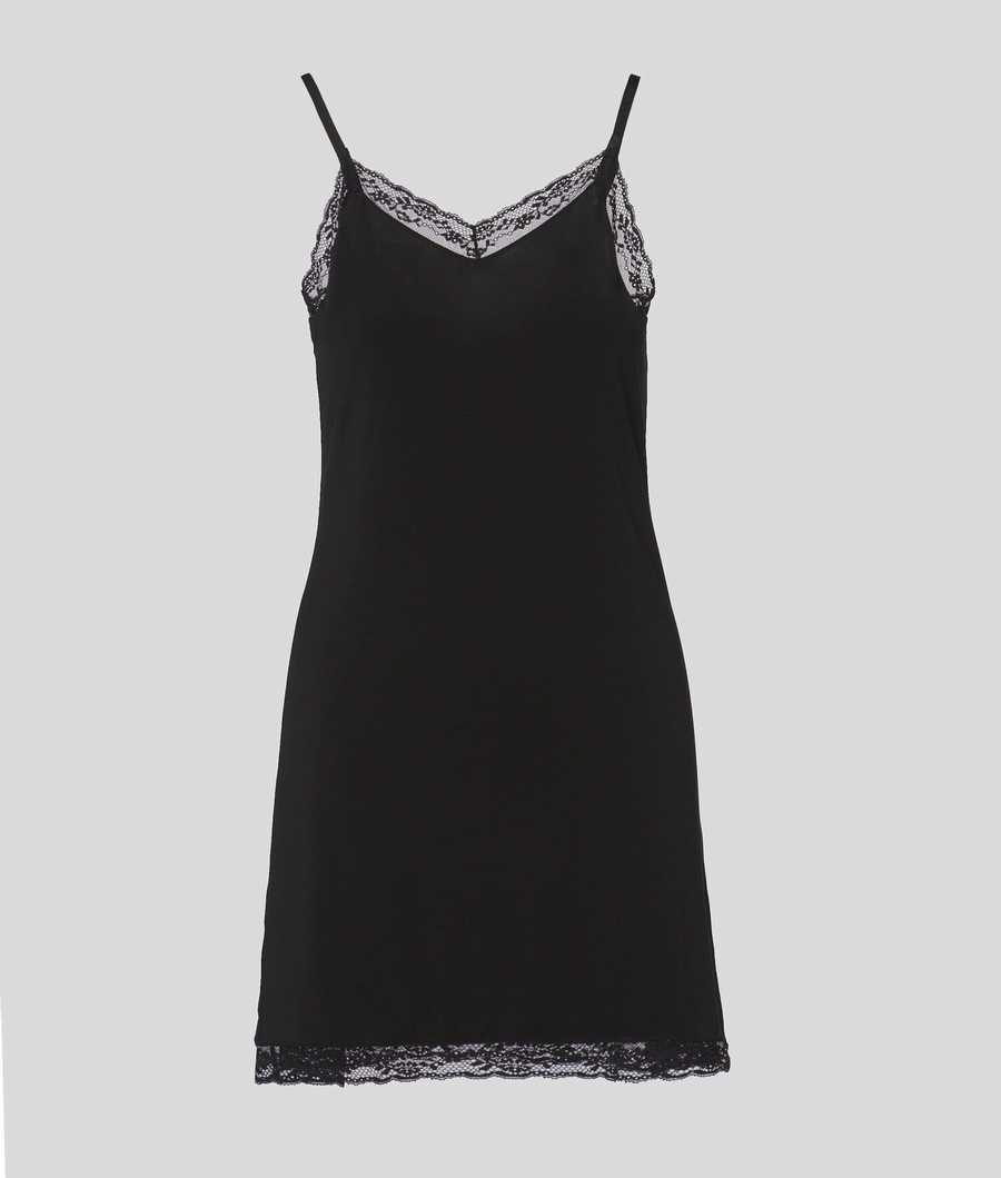 Black Women's Karl Lagerfeld Lace Slip Dress Underwear | TH106GPCT