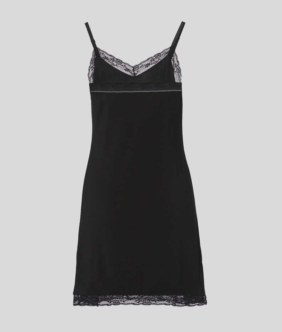 Black Women's Karl Lagerfeld Lace Slip Dress Underwear | TH106GPCT