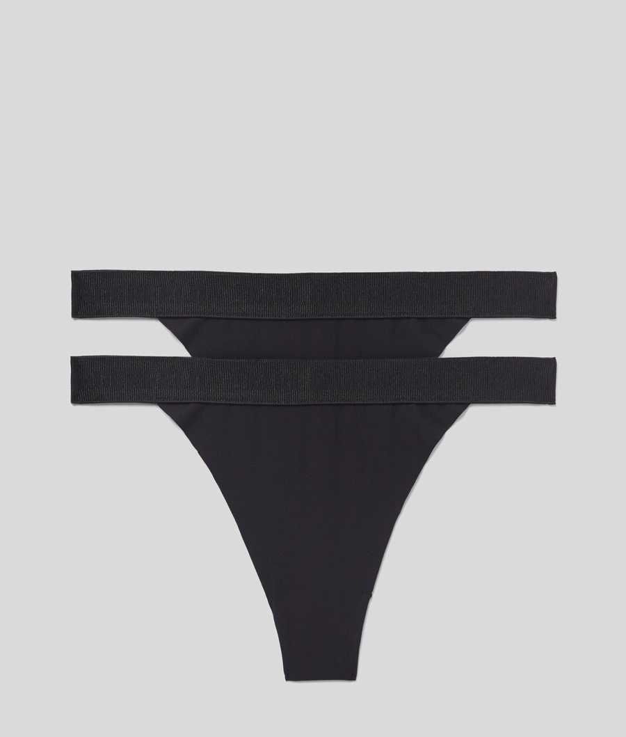 Black Women\'s Karl Lagerfeld Lace Thong - 2 Pack Underwear | TH413IUCM