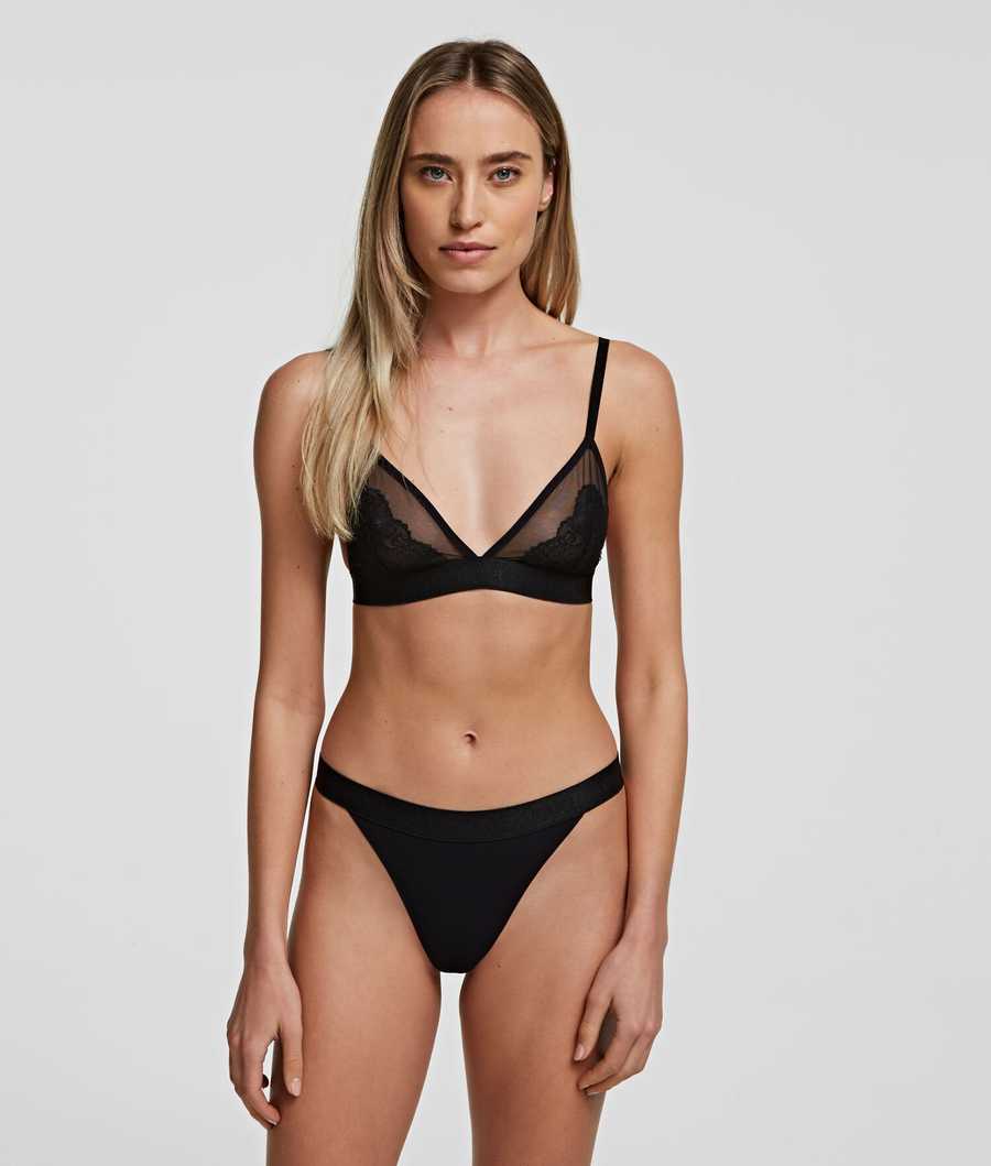 Black Women's Karl Lagerfeld Lace Thong Underwear | TH461SZKR