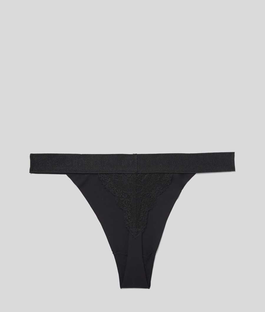 Black Women's Karl Lagerfeld Lace Thong Underwear | TH461SZKR