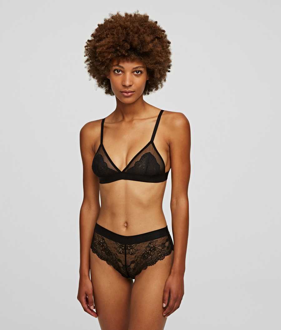 Black Women's Karl Lagerfeld Lace Triangle Bra Underwear | TH725IZLD