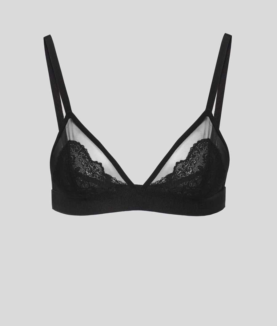 Black Women\'s Karl Lagerfeld Lace Triangle Bra Underwear | TH725IZLD