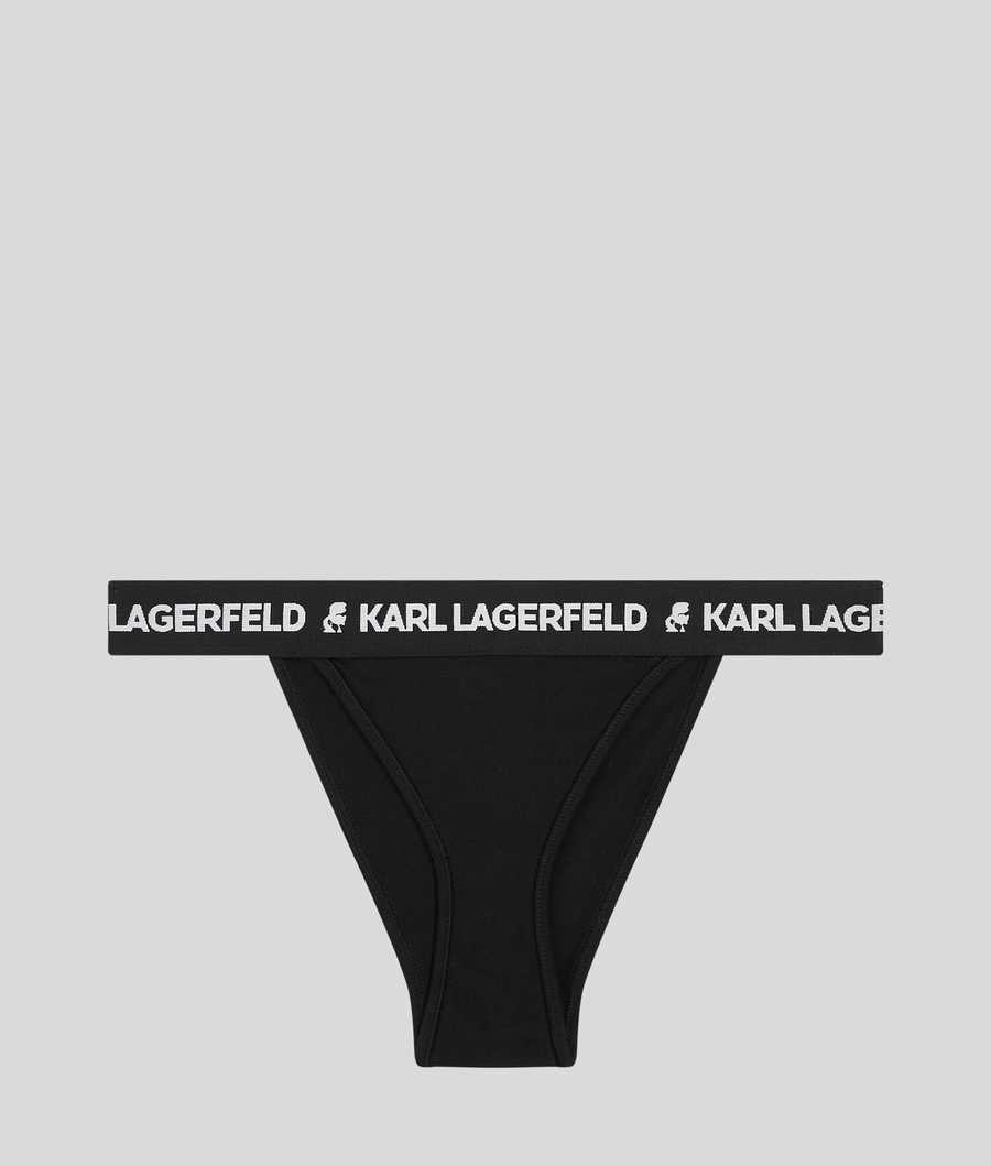 Black Women\'s Karl Lagerfeld Logo Brazilian Briefs Underwear | TH753FTYO