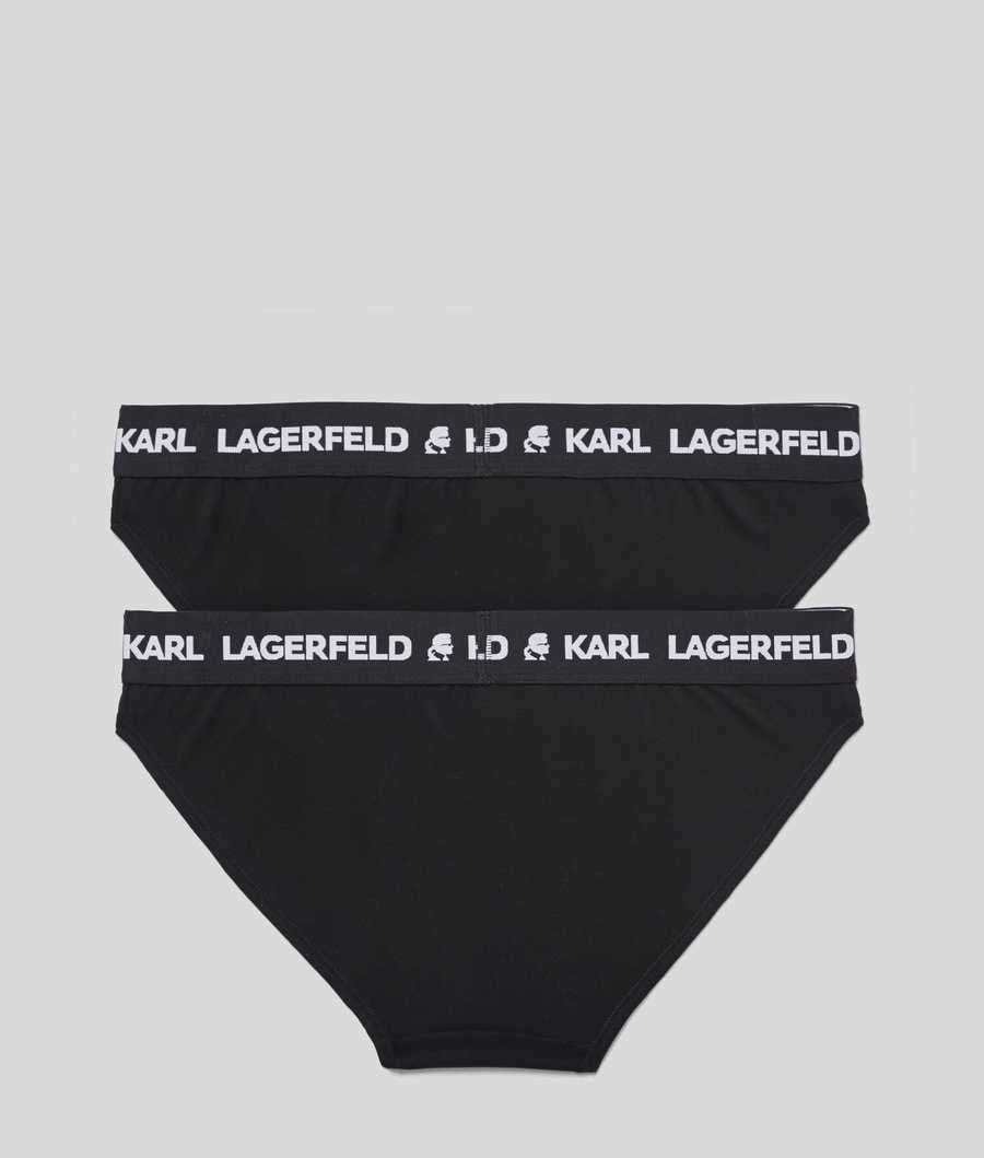 Black Women's Karl Lagerfeld Logo Briefs - 2 Pack Underwear | TH261XYZH