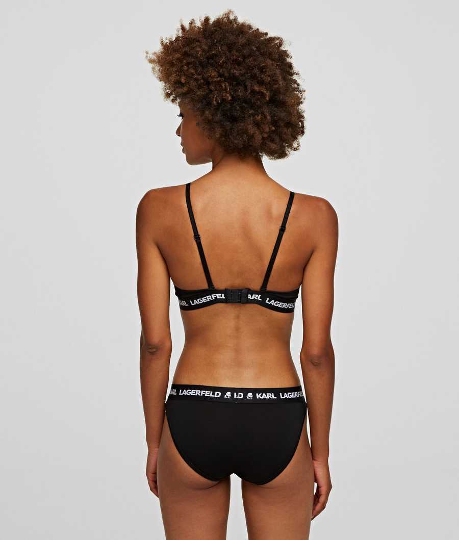 Black Women's Karl Lagerfeld Logo Briefs - 2 Pack Underwear | TH261XYZH