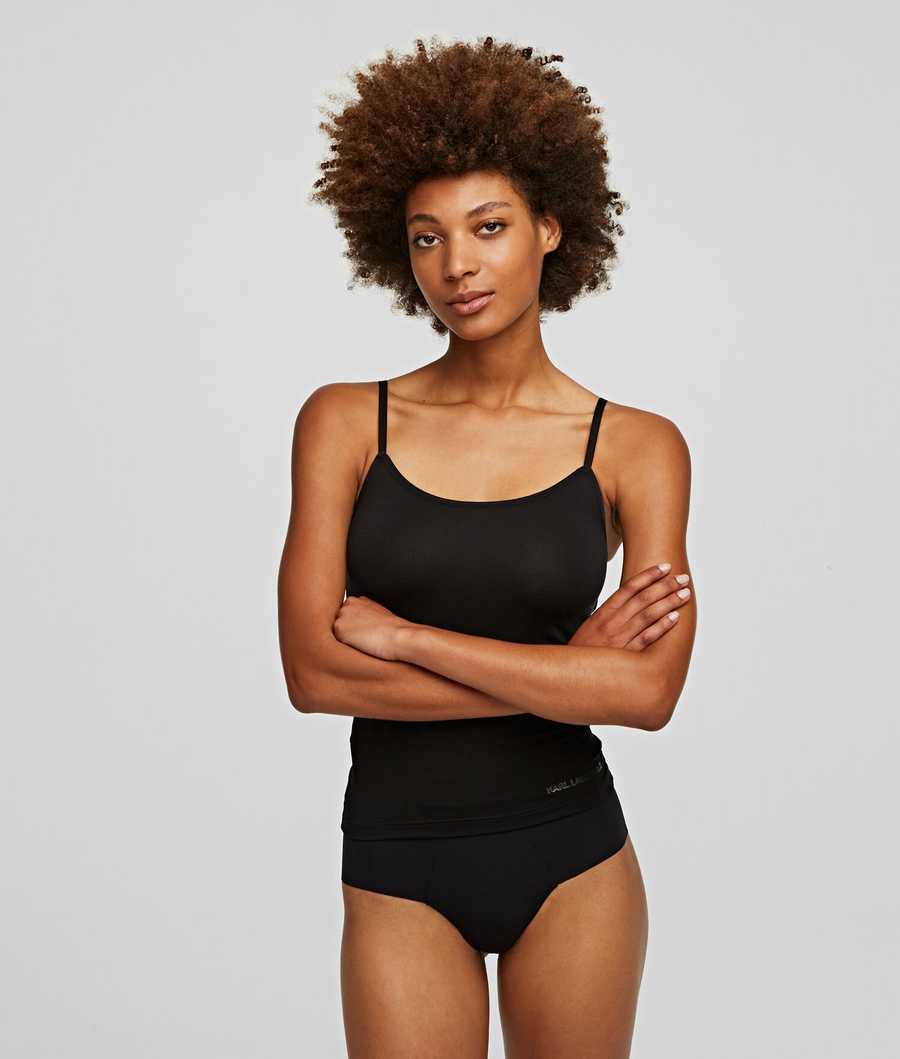 Black Women\'s Karl Lagerfeld Logo Camisole Underwear | TH498JSBA