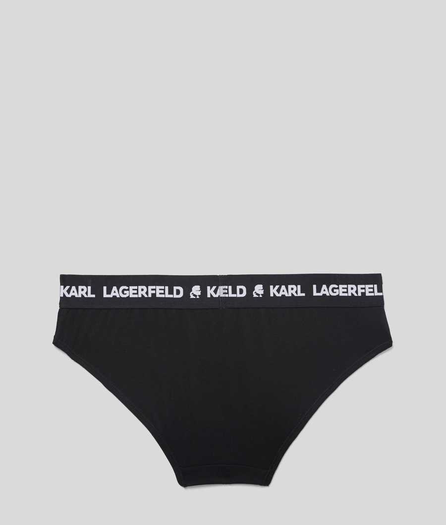 Black Women's Karl Lagerfeld Logo Hipster Briefs Underwear | TH530BLGH