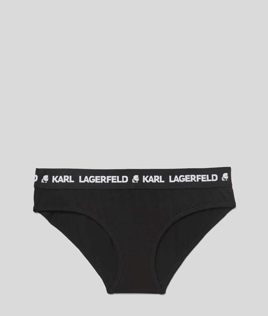 Black Women\'s Karl Lagerfeld Logo Hipster Briefs Underwear | TH530BLGH