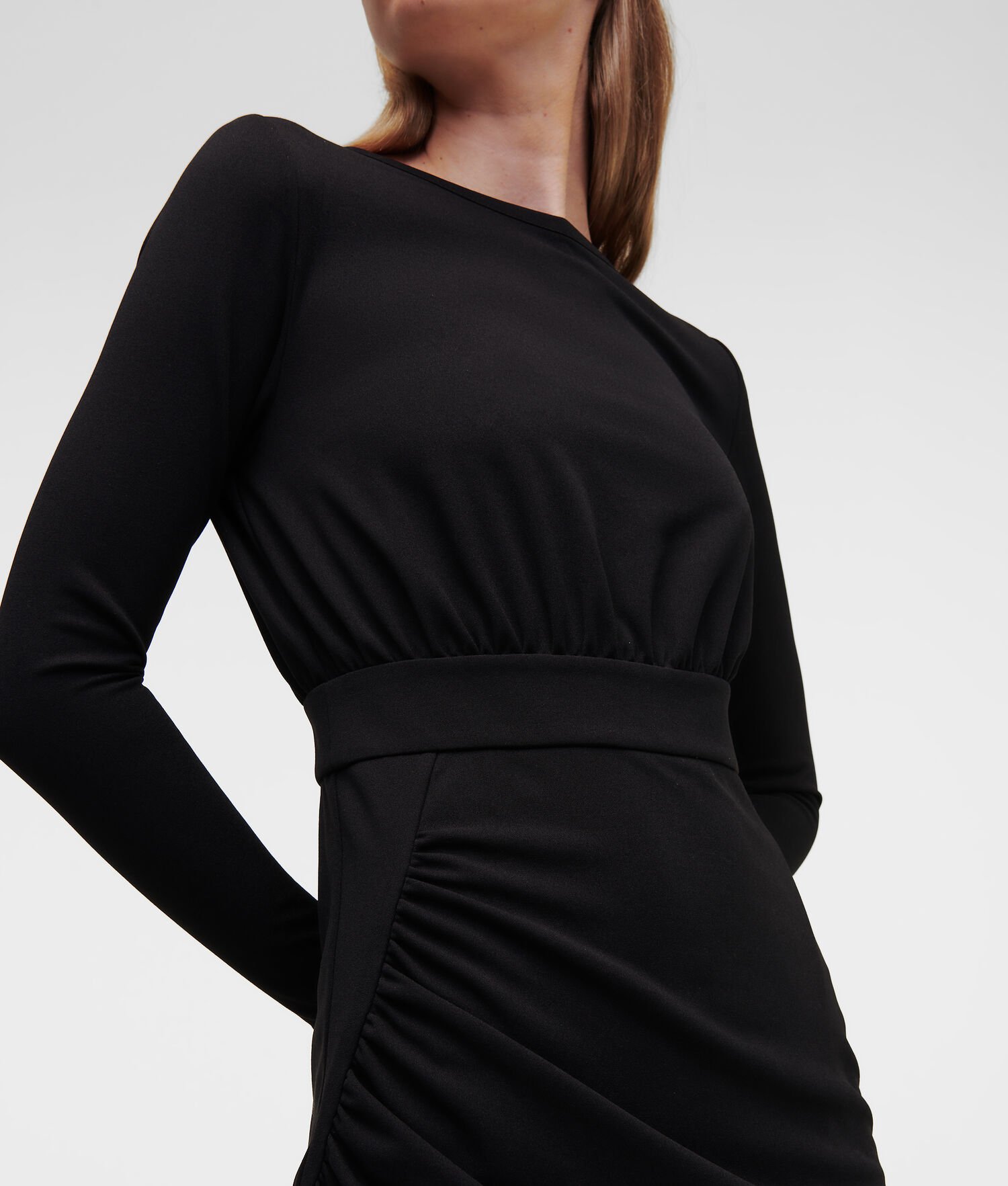 Black Women's Karl Lagerfeld Long-sleeved Jersey Dresses | TH218OFXR